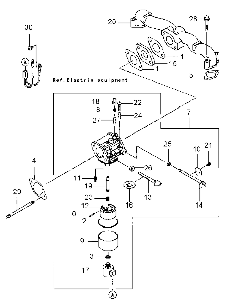 Fh541v-As25 Carburetor Diagram and Parts List for HFF1748 55AG5D4V750-WAM Cub Cadet Lawn Mower